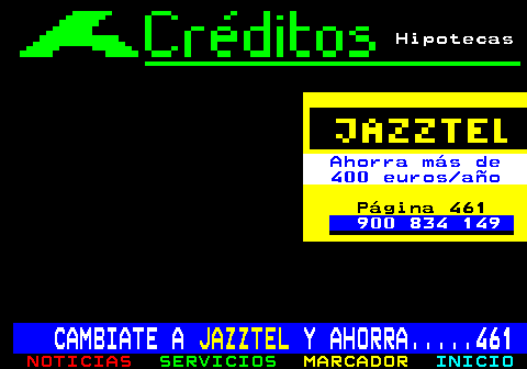 545.2. Hipotecas. Ahorra más de 400 euros año. Página 461. 900 834 149. CAMBIATE A. JAZZTEL. Y AHORRA. 461.