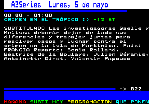 821.1. ANTENA3 Domingo, 4 de mayo. 19:25 - 21:00. MULTICINE: DOS MADRES Y UNA BODA (COMEDIA). TP ST. Título Original: MOTHERS OF THE BRIDE Dirección: Sam Irvin Reparto: Gail O Grady, Betsy Brandt Duración: 84 País: EE.UU. SUBTITULADO Jenna está muy ilusionada con su boda con Chris, su alma gemela. Sus padres adoptivos están volcados en el acontecimento, pero para que todo sea perfecto, Jenna quiere conocer a su madre biológica, que estará encantada en participar en el evento. - 822.