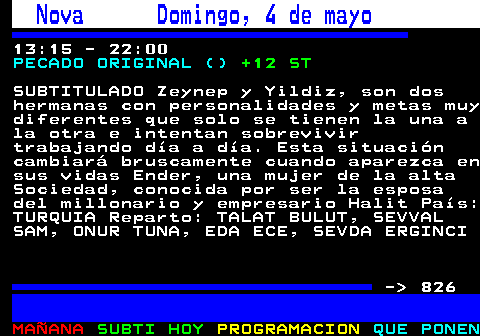 825.1. Mega Sábado, 3 de mayo. 1 2 21:00 - 23:30. BATALLA DE RESTAURANTES (COCINA). +12 ST AD. SUBTITULADO AUDIODESCRITO Se trata de una competición entre 4 restaurantes. Cada semana se enfrentan 4 de la misma zona. Habrá un plato común que cocinarán todos ellos y que será la especialidad o comida típica de cada zona con el objetivo de determinar cuál es el mejor, aunque tb probarán diferentes platos de cada una de sus cartas. - 826.