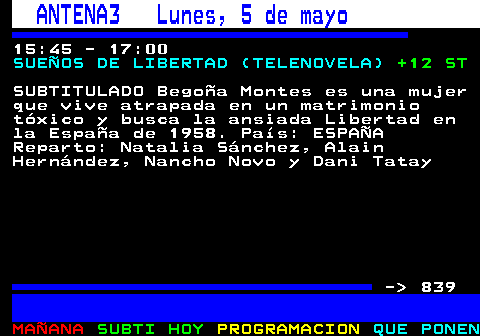 838.1. A3Series Lunes, 5 de mayo. 00:00 - 01:00. CRIMEN EN EL TRÓPICO (). +12 ST. SUBTITULADO Las investigadoras Gaelle y Melissa deberán dejar de lado sus diferencias y trabajar juntas para resolver casos y luchar contra el crimen en la isla de Martinica. País: FRANCIA Reparto: Sonia Rolland, Béatrice de la Boulaye, Julien Béramis, Antoinette Giret, Valentin Papoudo - 839.