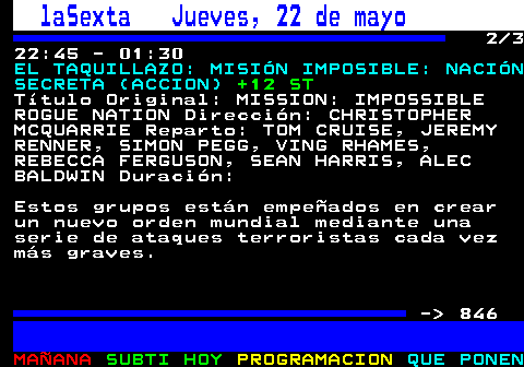 845.2. Mega Jueves, 22 de mayo. 2 2 21:55 - 23:45. FORJADO A FUEGO (FACTUAL). +12 ST. La carrera para crear el arma elegida en cada episodi - 846.