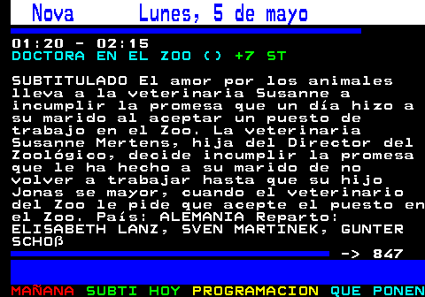 846.1. Neox Domingo, 4 de mayo. 1 2 22:00 - 00:30. CINE: ESTALLIDO (ACCION). +12 ST. Título Original: OUTBREAK Dirección: WOLFGANG PETERSEN Reparto: DUSTIN HOFFMAN RENE RUSO MORGAN FREEMAN Duración: 123 País: EE.UU. SUBTITULADO Sam Doniels, un virólogo del ejército de los Estados Unidos que intenta desesperadamente evitar una catástrofe biológica a nivel mundial. un extraño virus mortal procedente de la selva del zaire acaba de llegar a una pequeña localidad de california. no sabe de fronteras. su tasa de mortalidad es del 100%. - 847.